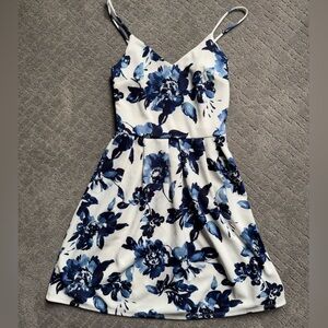 Floral Blue and White Dress